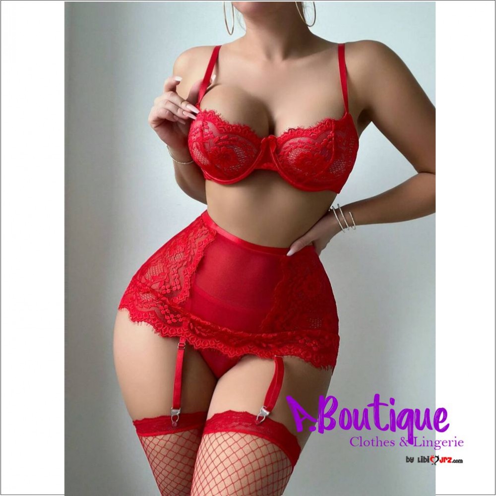 Conjunto De Lencería Sexy De Encaje De 4 piezas