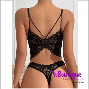Conjunto de 2 piezas de lencería sexy de sujetador transparente de encaje y braga 