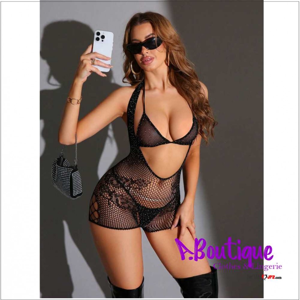 Lencería de mujer de malla transparente y elástica sexy 