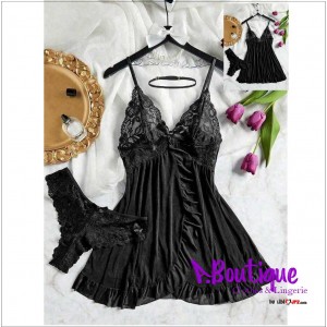 Conjunto de lencería de 3 piezas para mujer con escote profundo en V