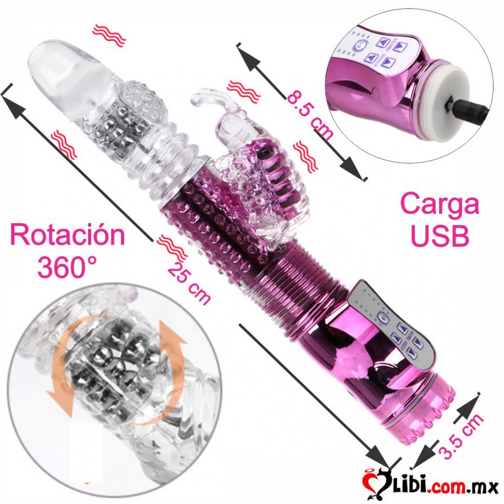 Sexshop Rabbit Telescopico Vibrador Alargamiento Realista Grande Clitoral Recargable Morado