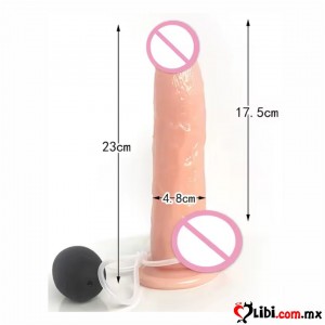 Sexshop Consolador simulador orgasmo masculino, pene eyaculador realista, 23cm, masturbador femenino de silicona suave c